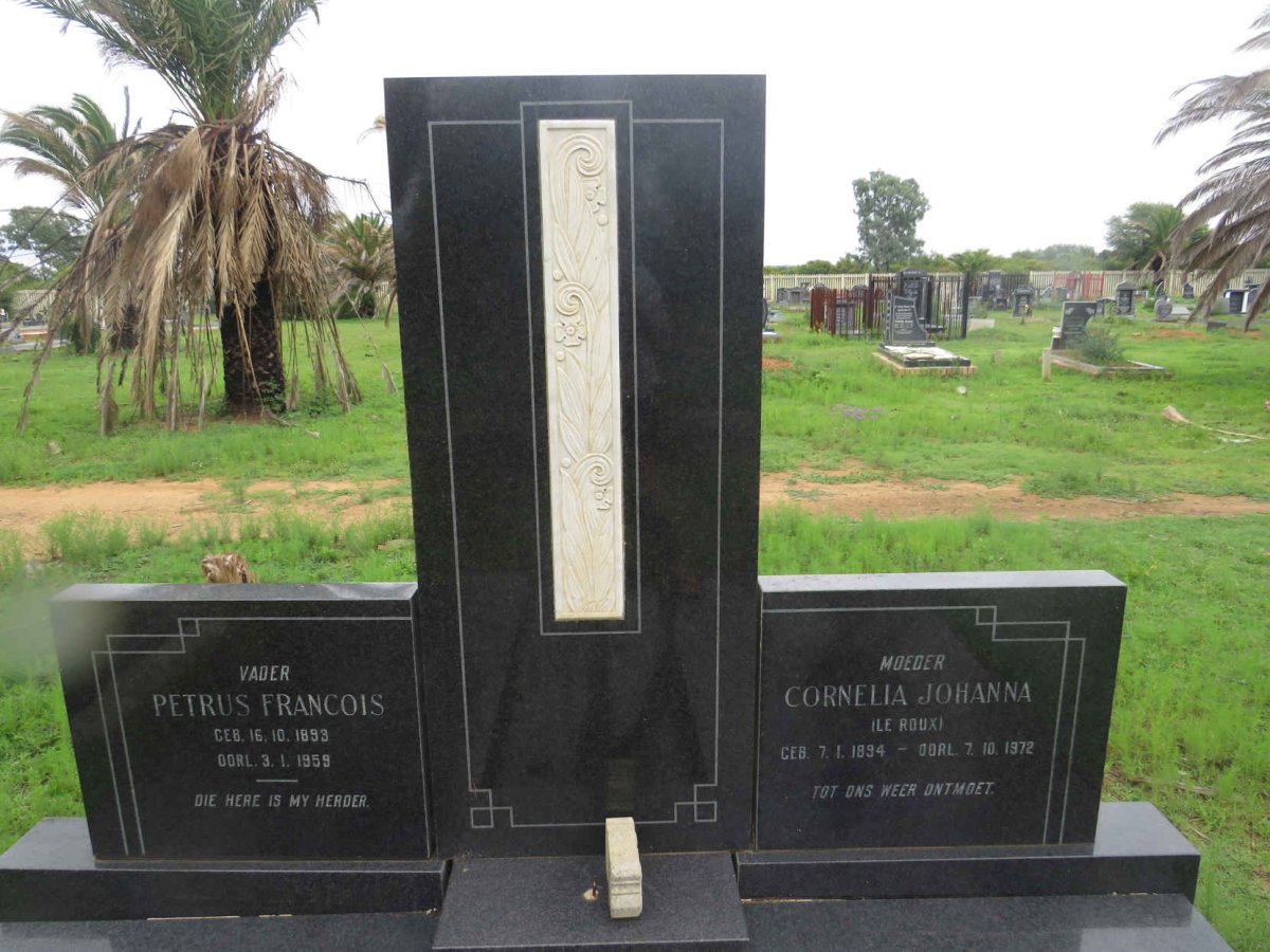 RAS Petrus Francois 1893-1959 &amp; Cornelia Johanna LE ROUX 1894-1972