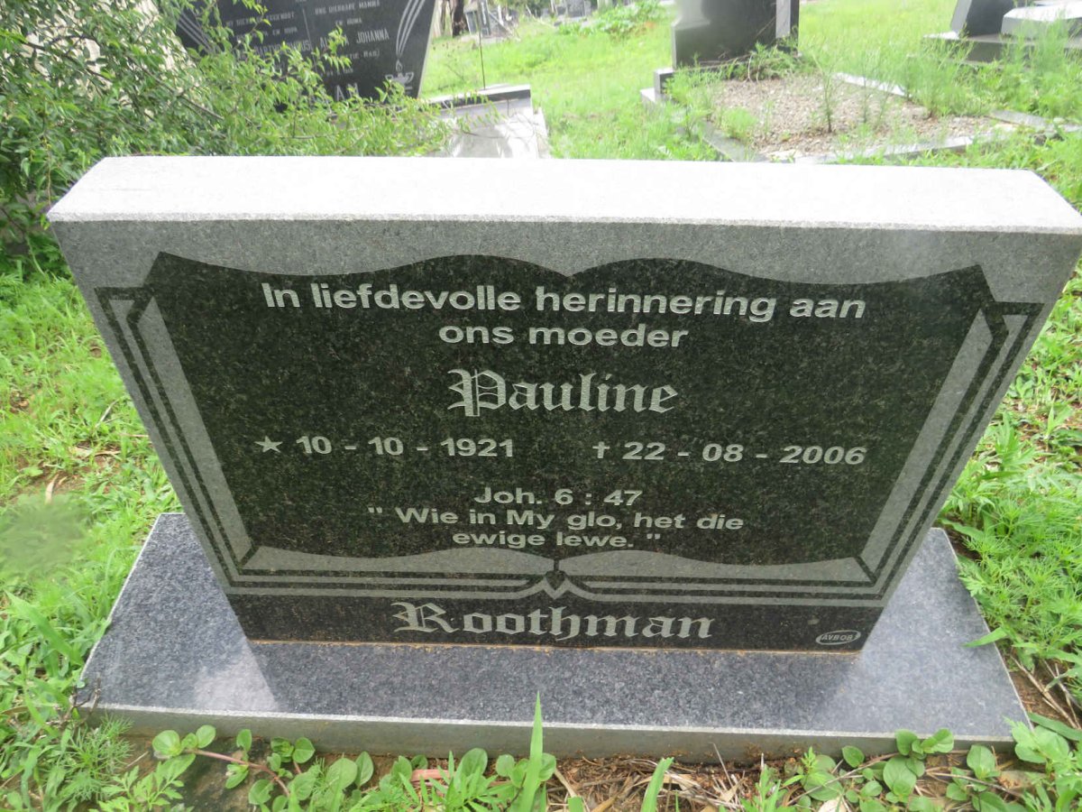 ROOTHMAN Pauline 1921-2006