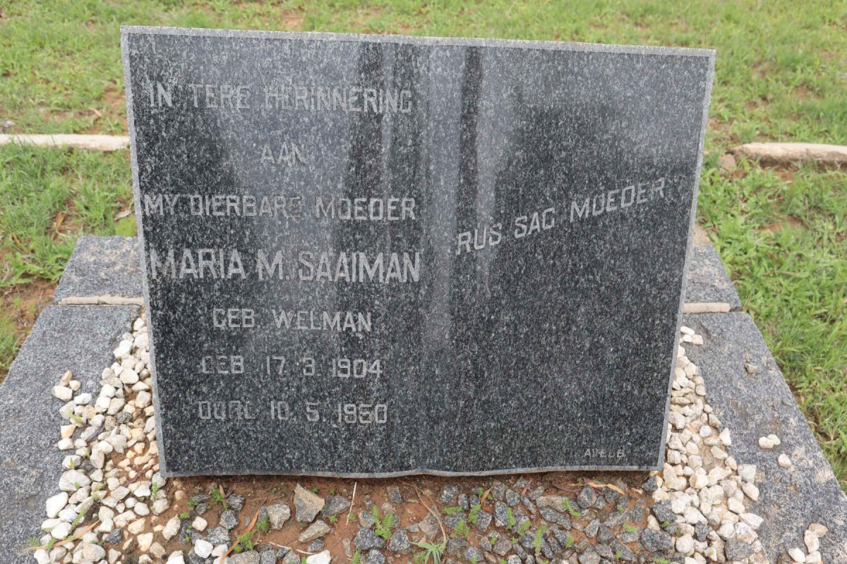 SAAIMAN Maria M. nee WELMAN 1904-1950