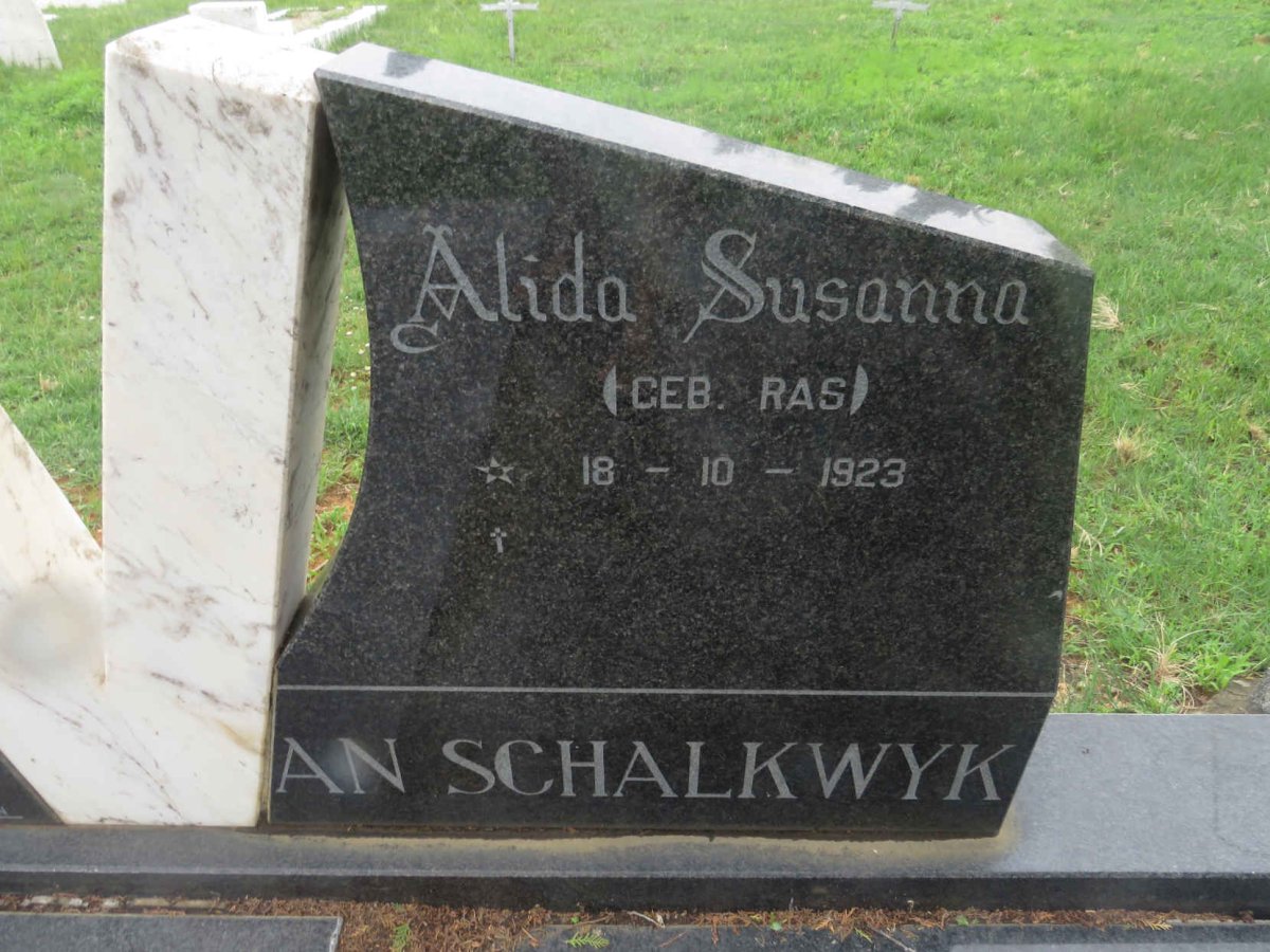 SCHALKWYK Alida Susanna, van nee RAS 1923-
