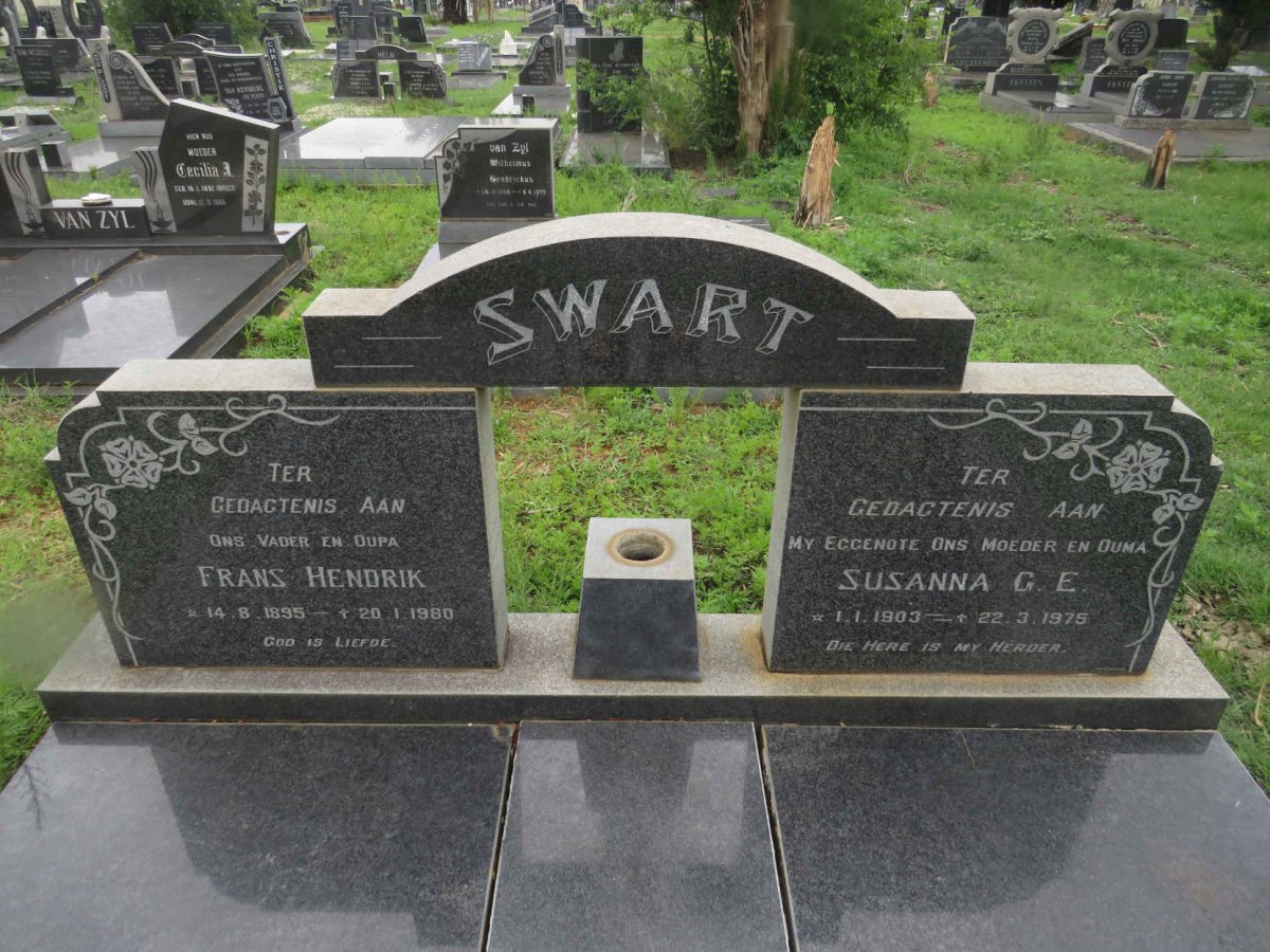 SWART Frans Hendrik 1895-1980 &amp; Susanna G.E. 1903-1975