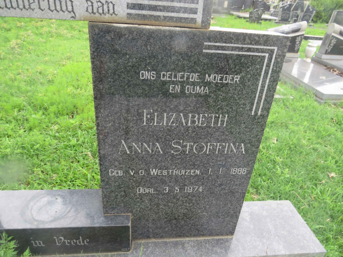 SCHALKWYK Elizabeth Anna Stoffina, van der nee v.d. WESTHUIZEN 1888-1974