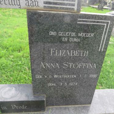 SCHALKWYK Elizabeth Anna Stoffina, van der nee v.d. WESTHUIZEN 1888-1974