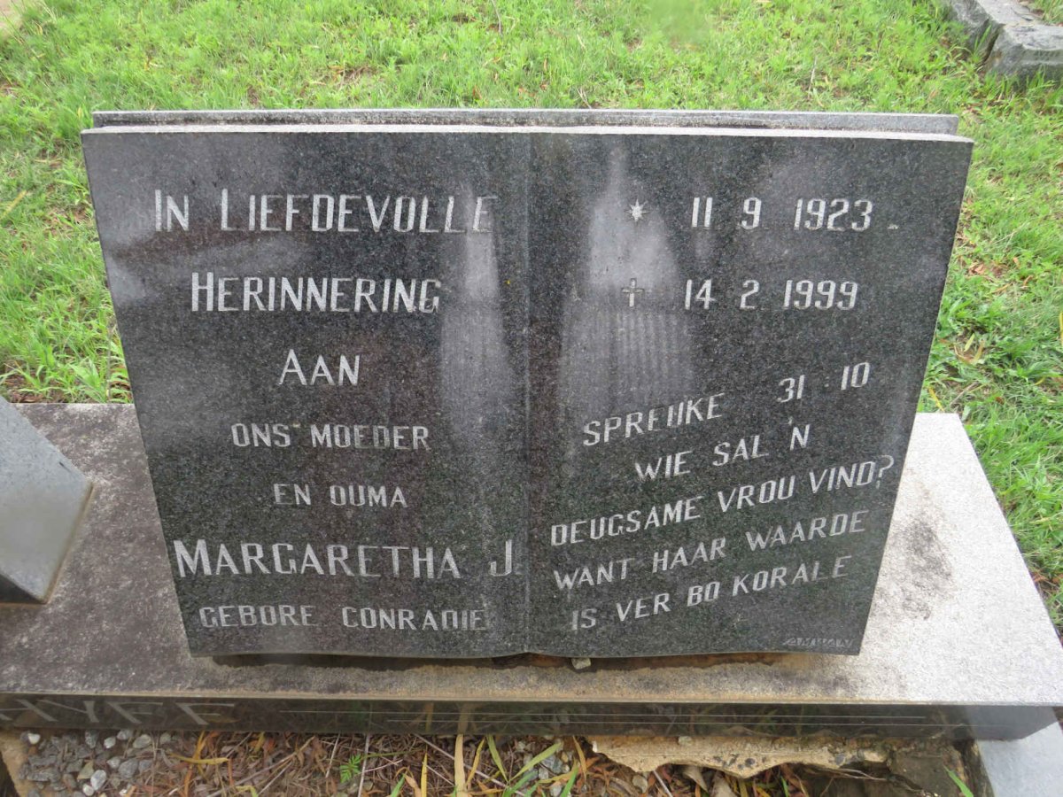 SCHYFF Margaretha J., v.d. nee CONRADIE 1923-1999