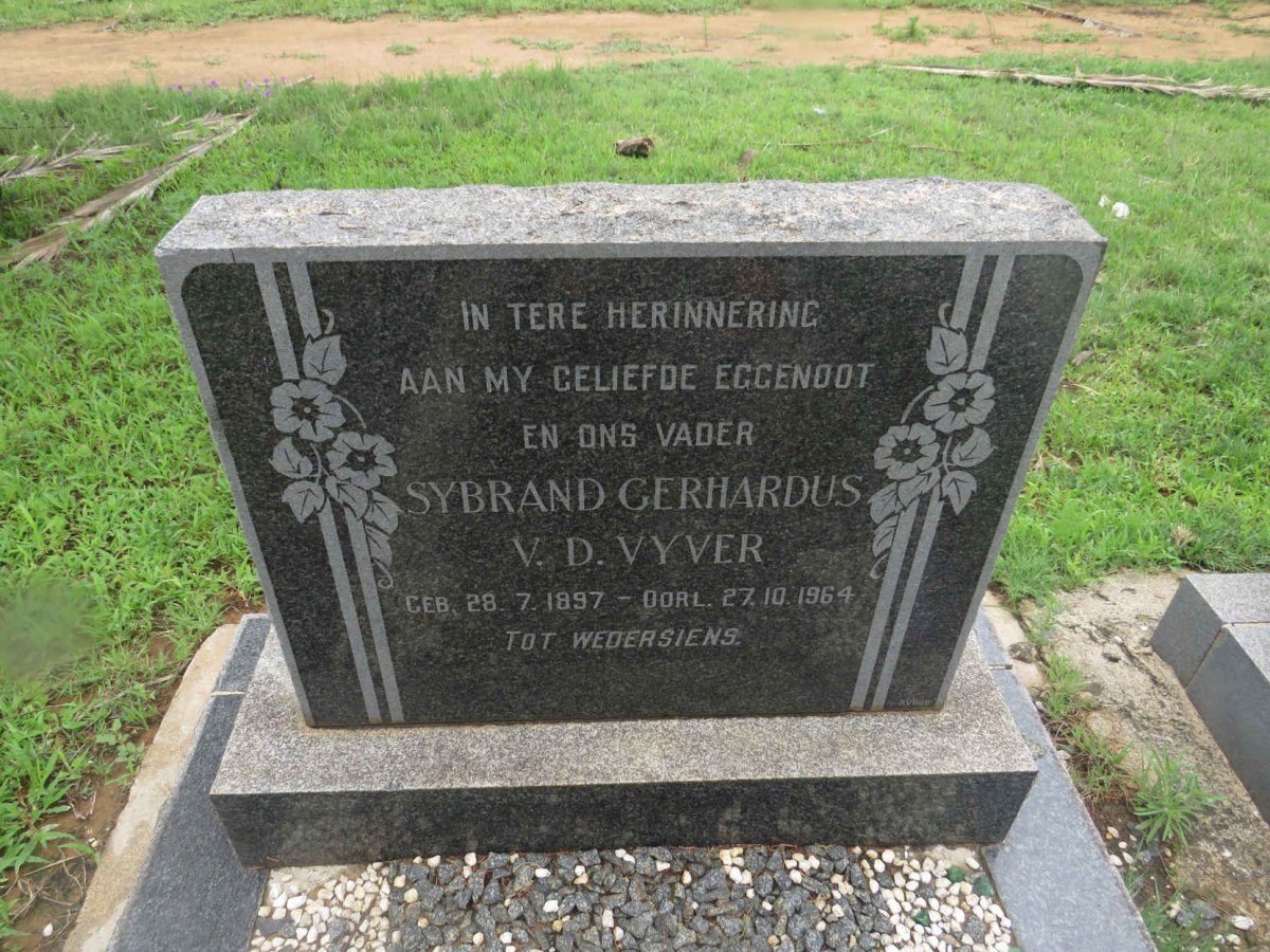 VYVER Sybrand Gerhardus, v.d 1897-1964