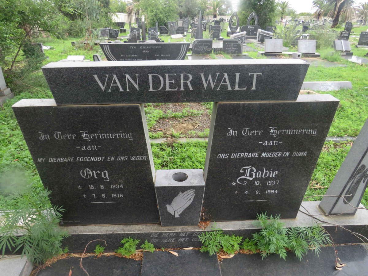 WALT Org, van der 1934-1976 &amp; Babie 1937-1994