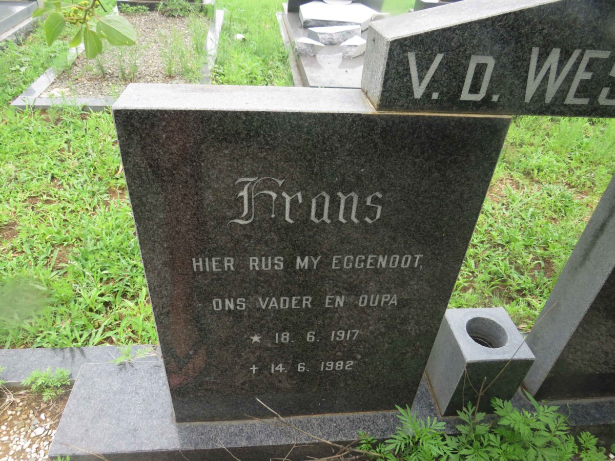 WESTHUIZEN Frans, v.d. 1917-1982 &amp; Catharina 1915-1994