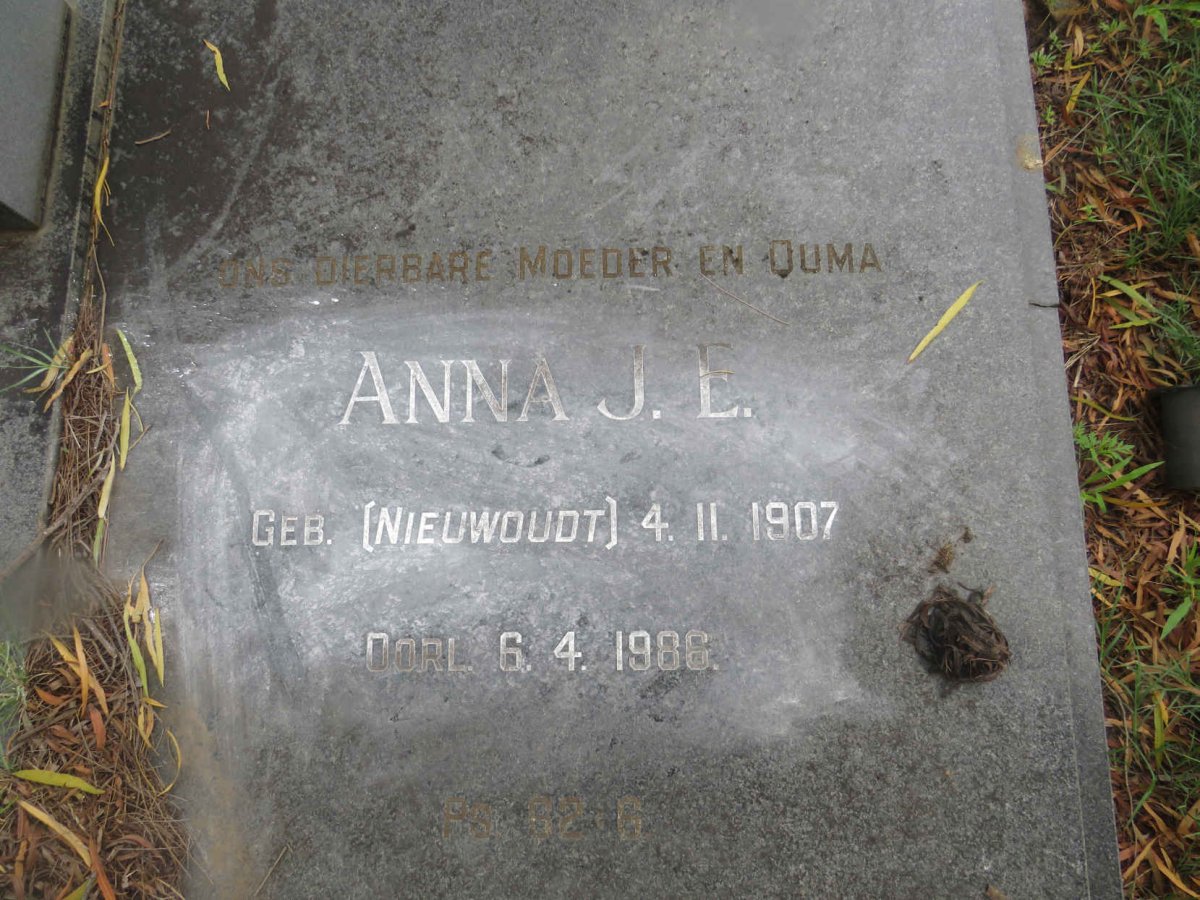 WALT Anna J.E., v.d. nee NIEUWOUDT 1907-1986