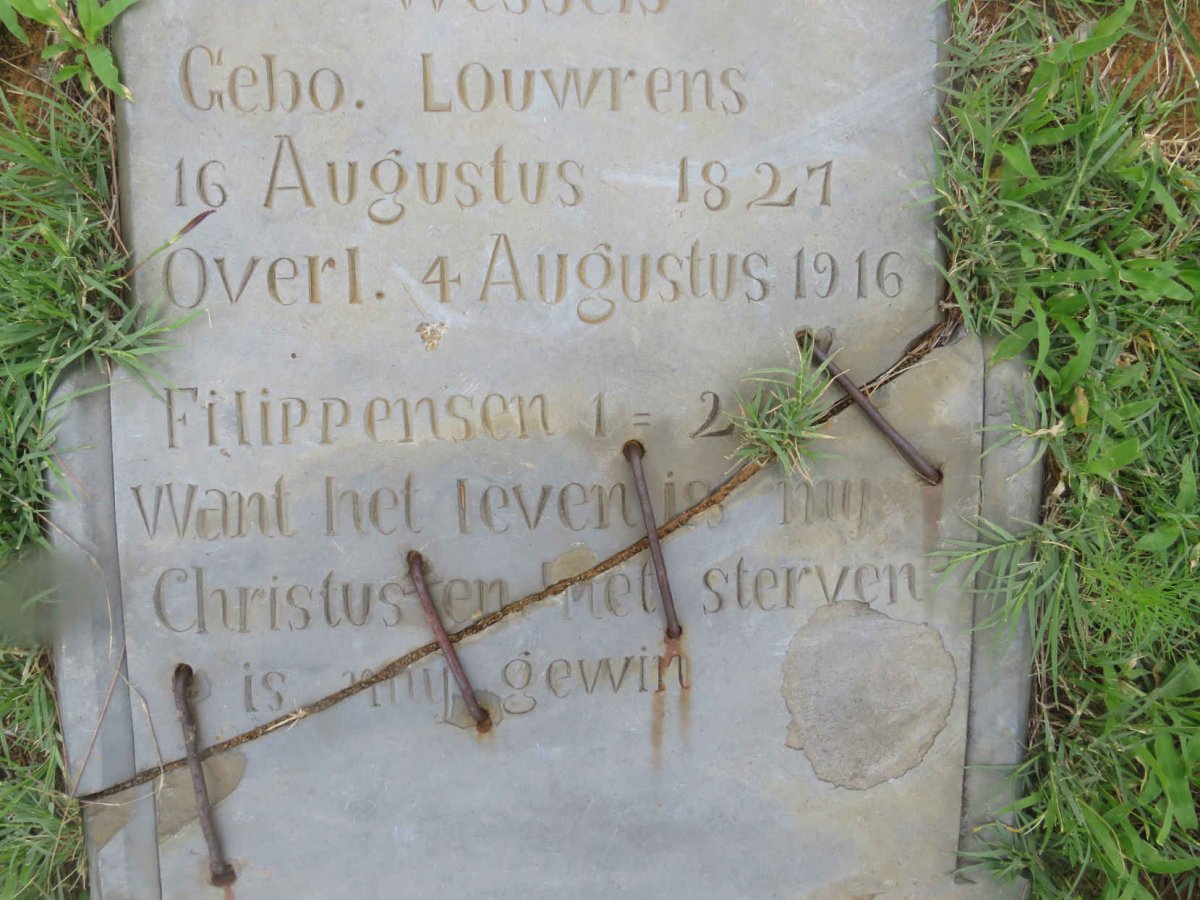 WESSELS Johana Catharina nee LOUWRENS 1827-1916