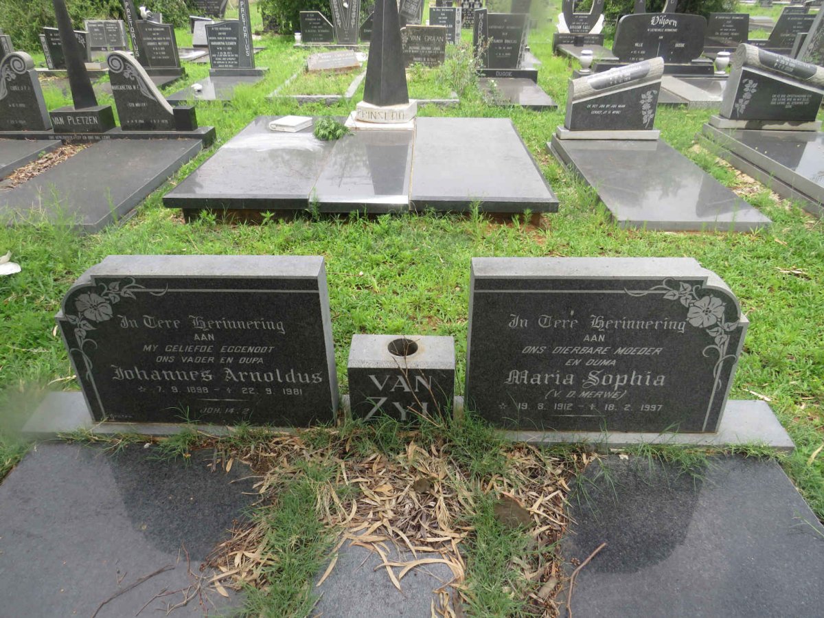 ZYL Johannes Arnoldus, van 1898-1981 &amp; Maria Sophia v.d. MERWE 1912-1997