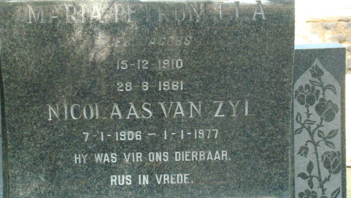 PLETSEN Nicolaas Van Zyl, van 1906-1977 &amp; Maria Petronella JACOBS 1910-1961