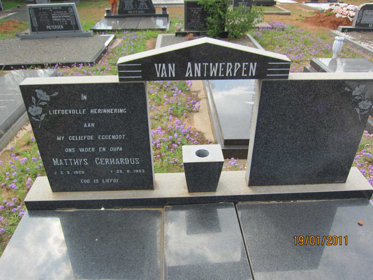 ANTWERPEN Matthys Gerhardus, van 1920-1983