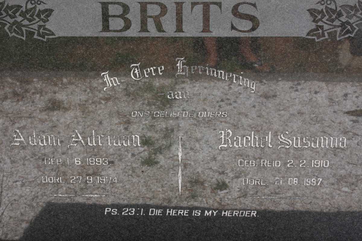 BRITS Adam Adriaan 1893-1974 &amp; Rachel Susanna REID 1910-1997