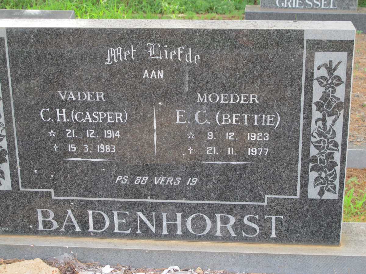 BADENHORST C.H. 1914-1983 &amp; E.C. 1923-1977