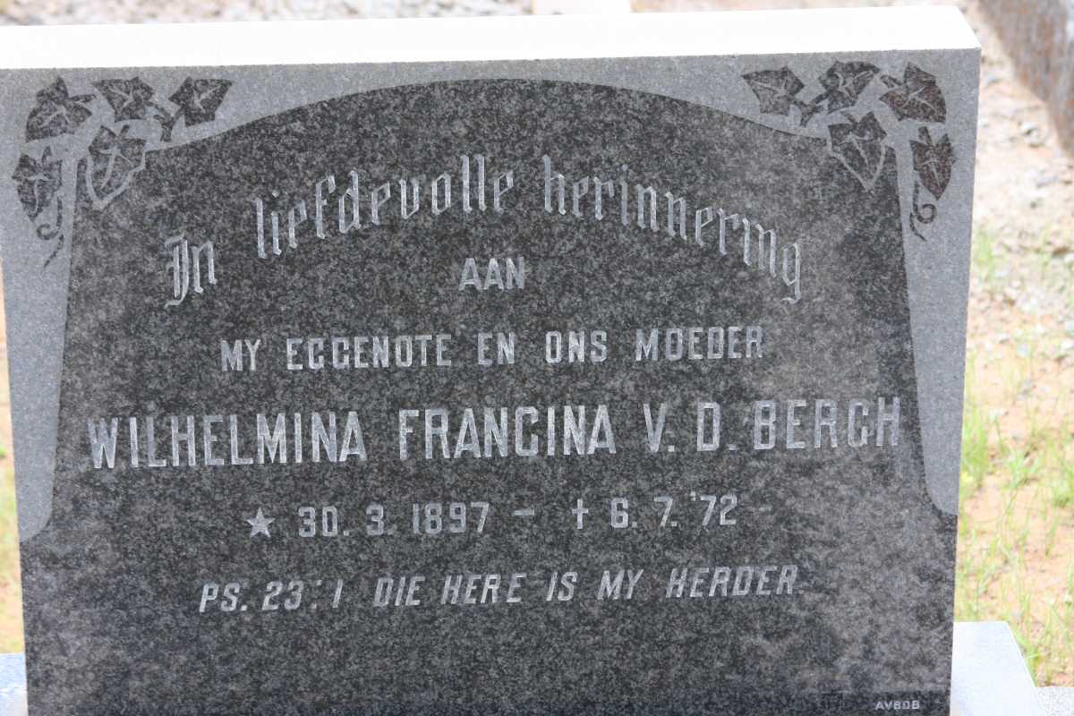 BERGH Wilhelmina Francina, v.d. 1897-1972