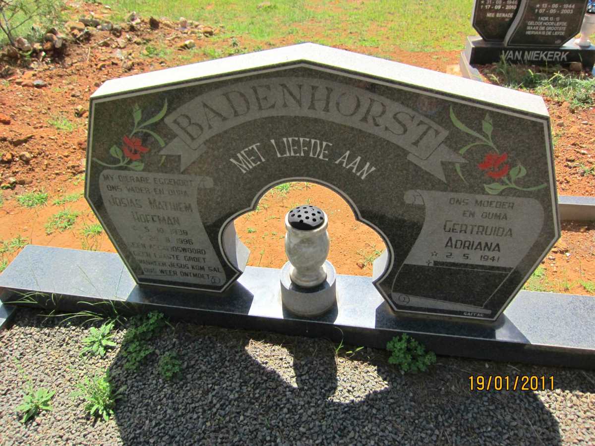 BADENHORST Josias Mathiem Hoffman 1938-1996 &amp; Gertruida Adriana 1941-