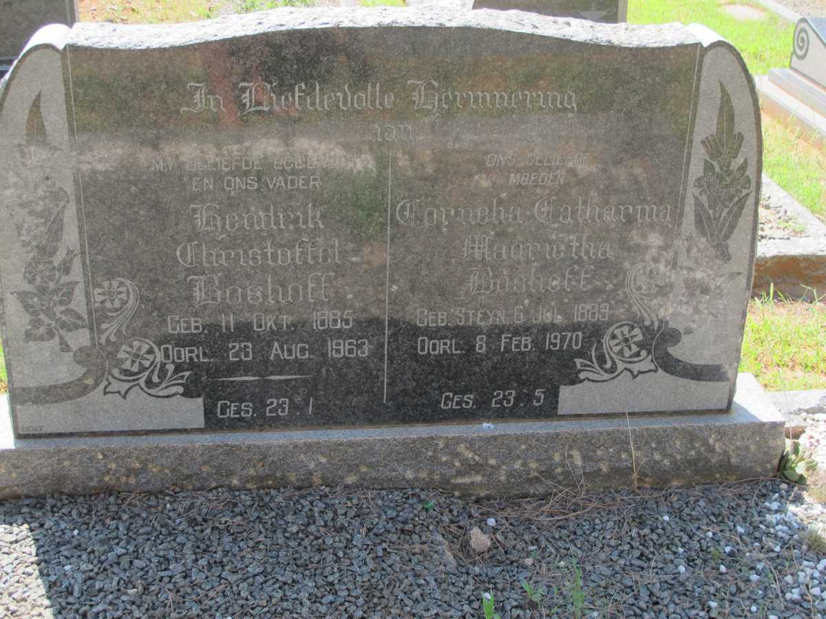 BOSHOFF Hendrik Christoffel  1885-1963 &amp; Cornelia Catharina Magrietha STEYN 1889-1970