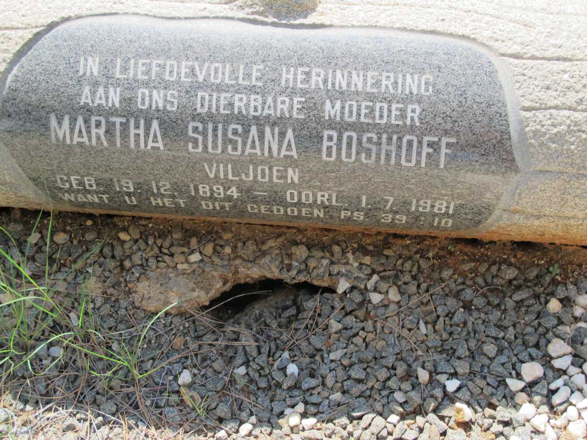 BOSHOFF Martha Susanna nee VILJOEN 1894-1981