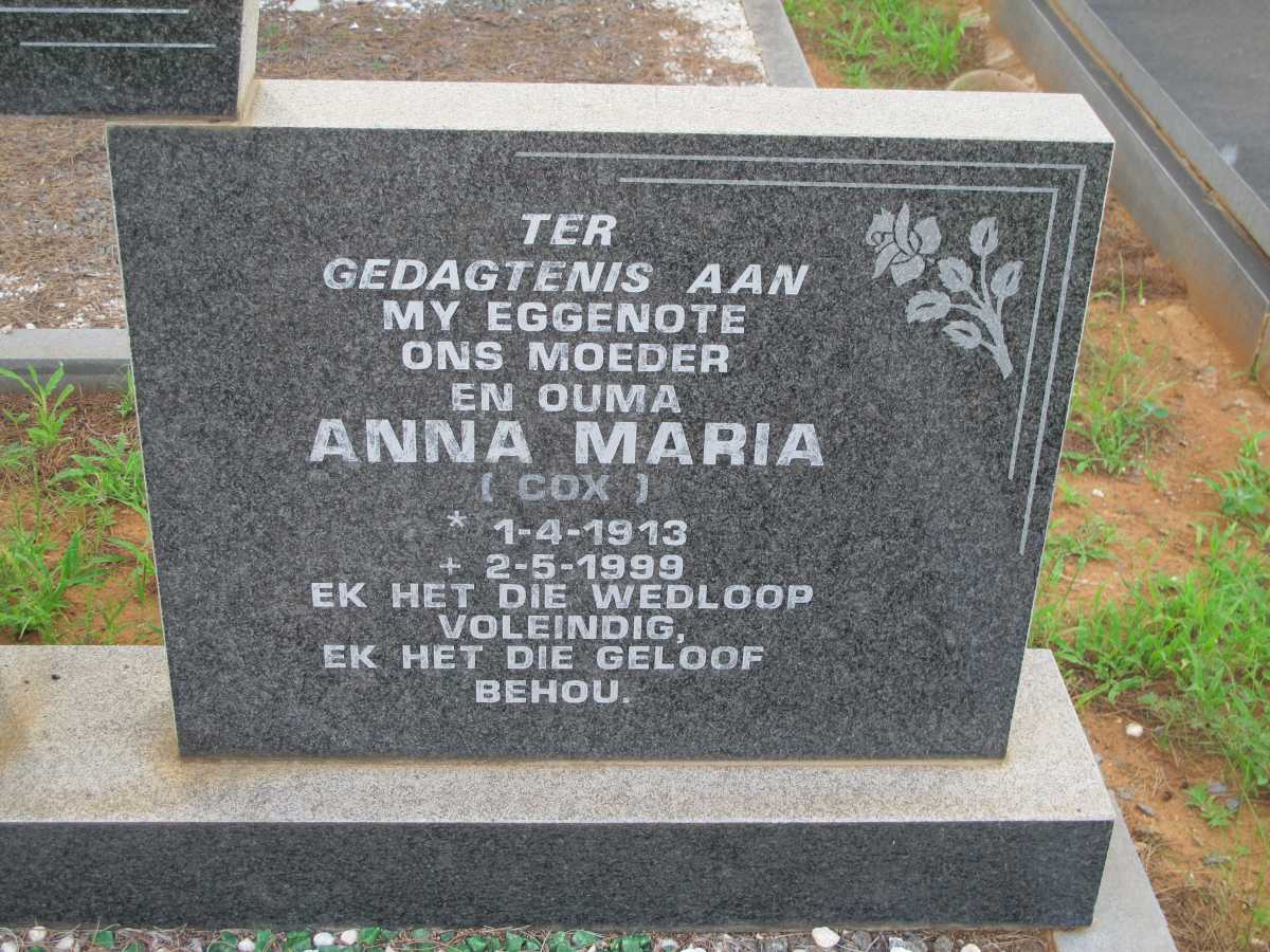 BURGER Anna Maria nee COX 1913-1999