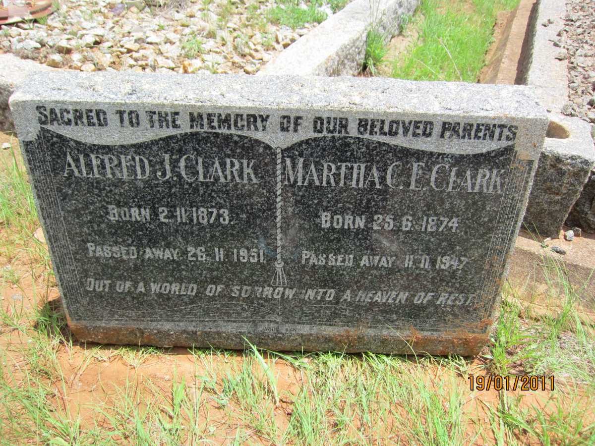 CLARK Alfred J. 1873-1951 &amp; Martha C.E. 1874-1947