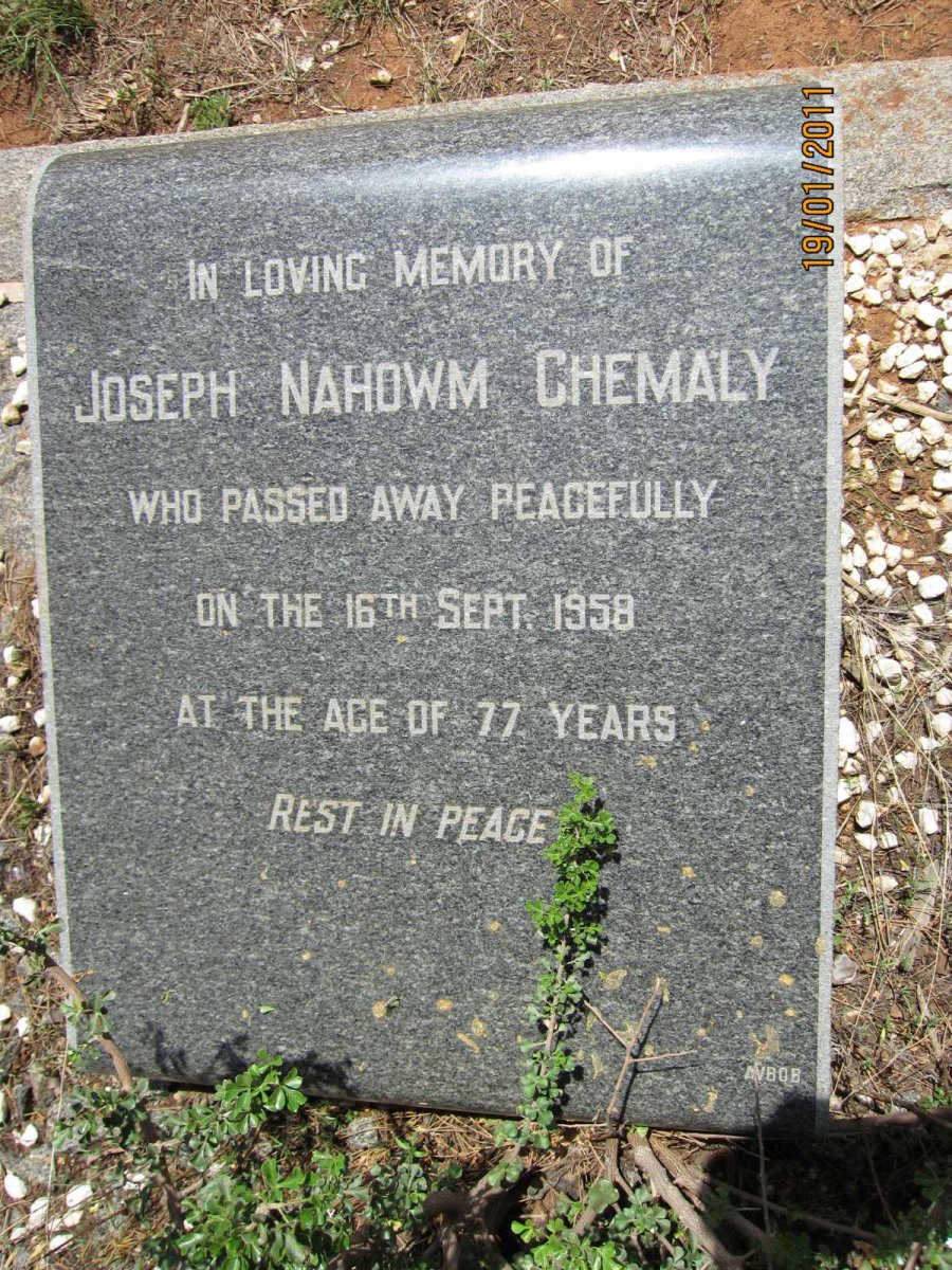 CHEMALY Joseph Nahowm -1958