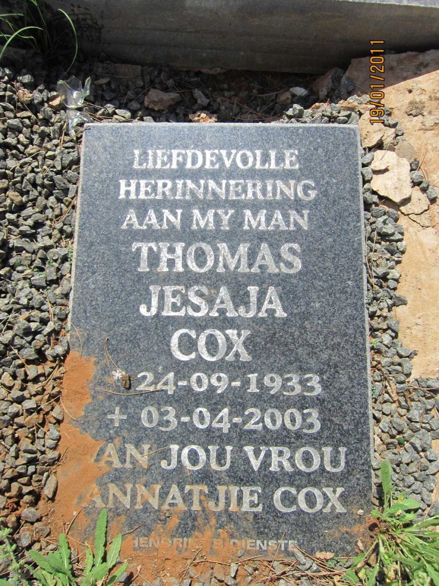 COX Thomas Jesaja 1933-2000