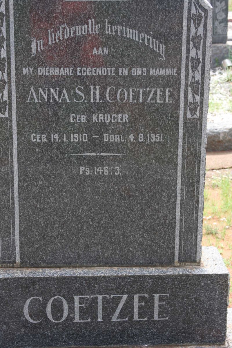 COETZEE Anna S.H. nee KRUGER 1910-1951