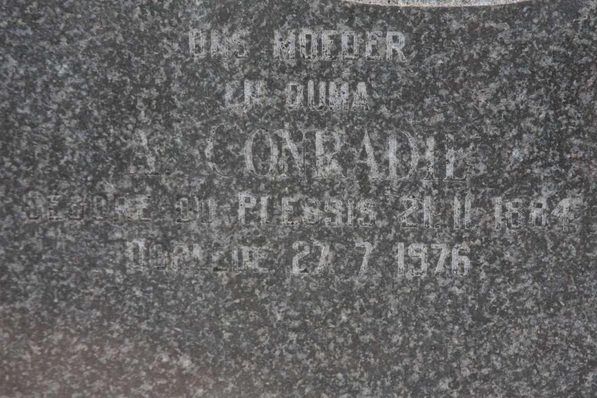 CONRADIE A. nee DU PLESSIS 1884-1976