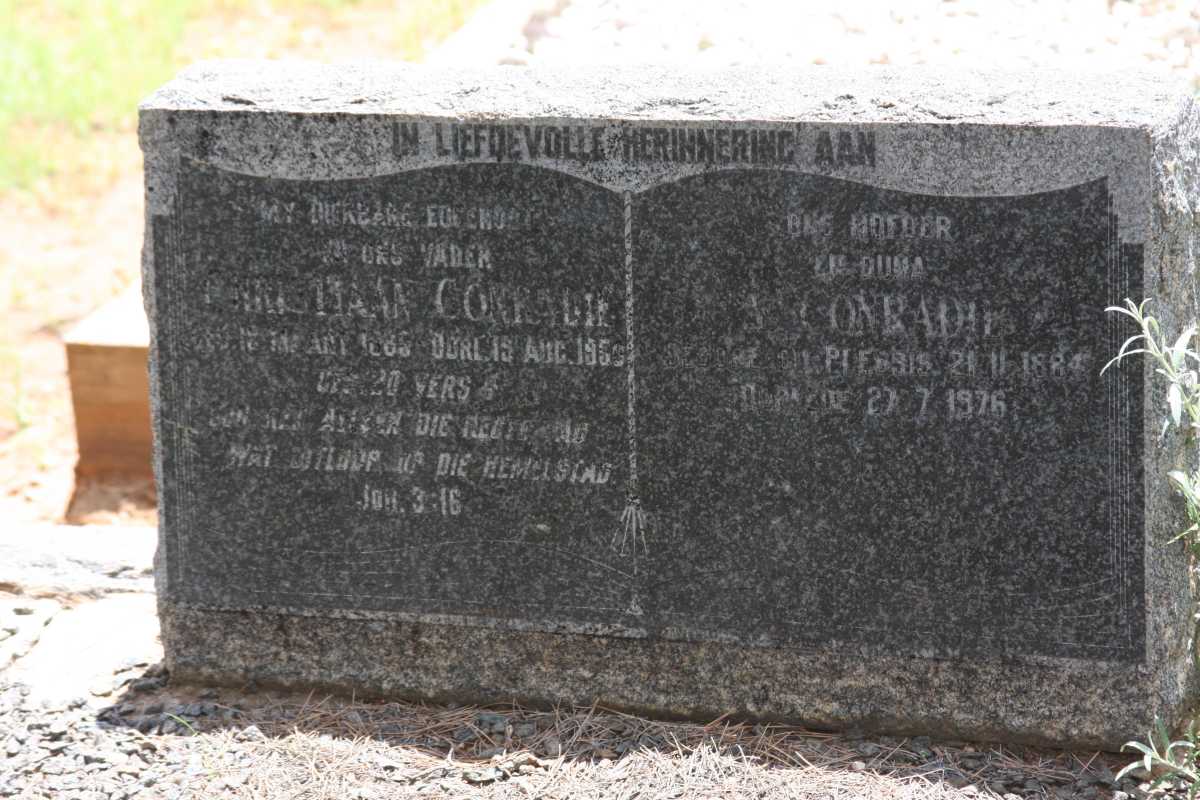 CONRADIE Christiaan 1885-1950 &amp; A. DU PLESSIS 1884-1976