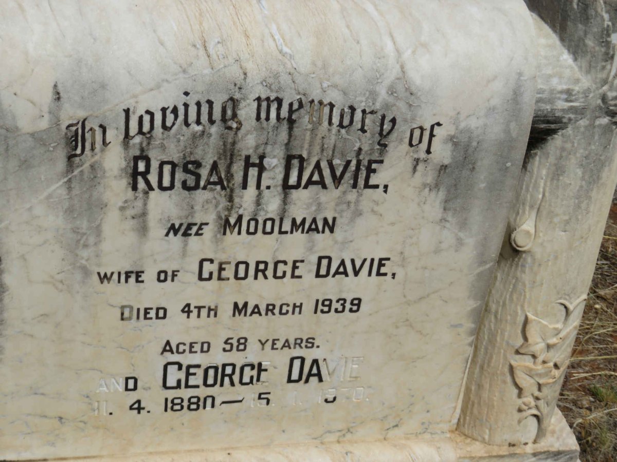 DAVIE George 1880-1970 &amp; Rosa H. MOOLMAN -1939