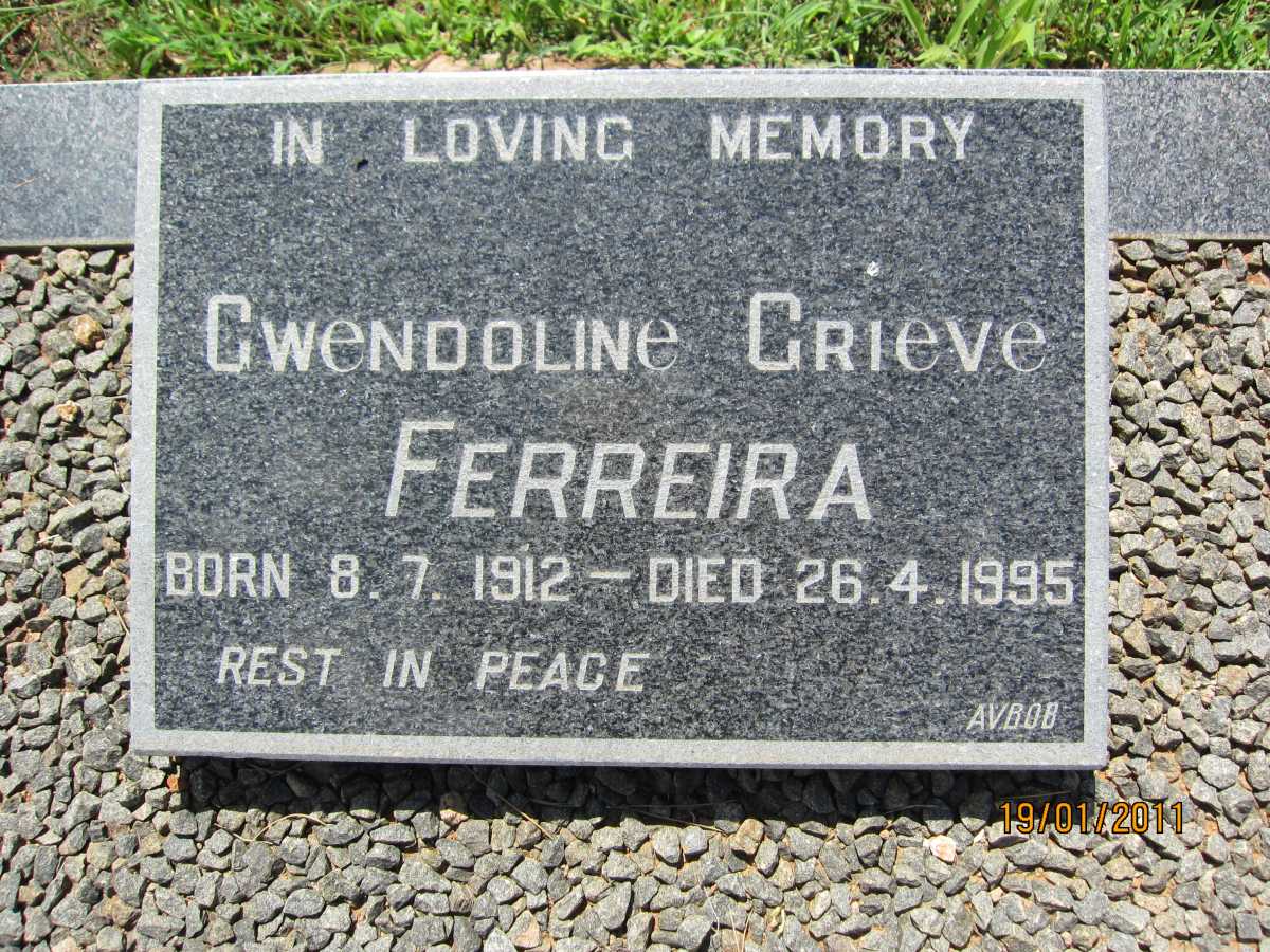 FERREIRA Gwendoline Grieve 1912-1995