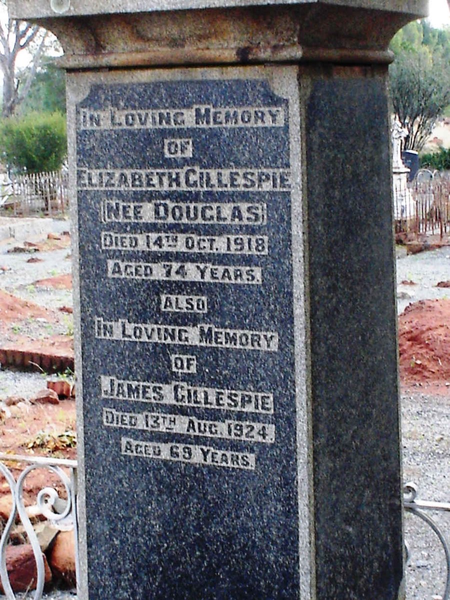 GILLESPIE James -1924 &amp; Elizabeth DOUGLAS -1918