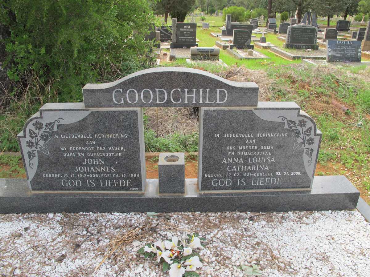 GOODCHILD John Johannes 1913-1984 &amp; Anna Louisa Catharina  1921-2008
