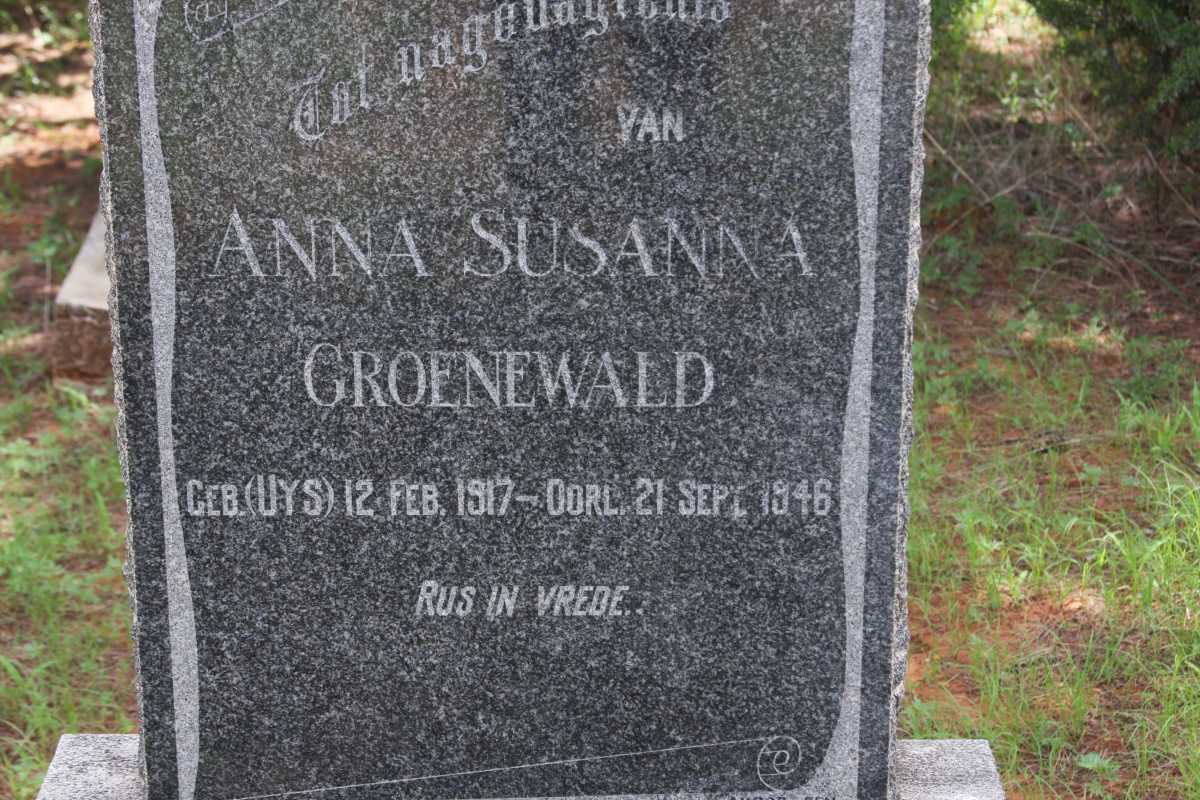 GROENEWALD Anna Susanna nee UYS 1917-1946