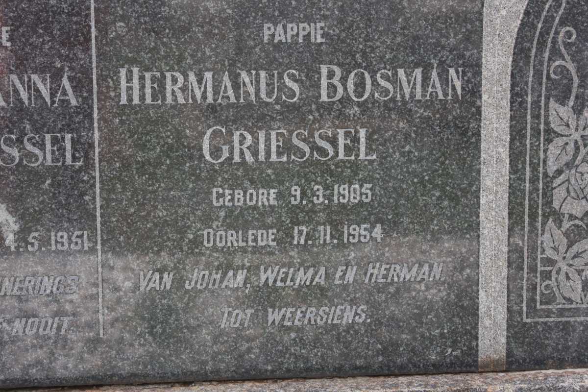 GRIESSEL Hermanus Bosman 1905-1954