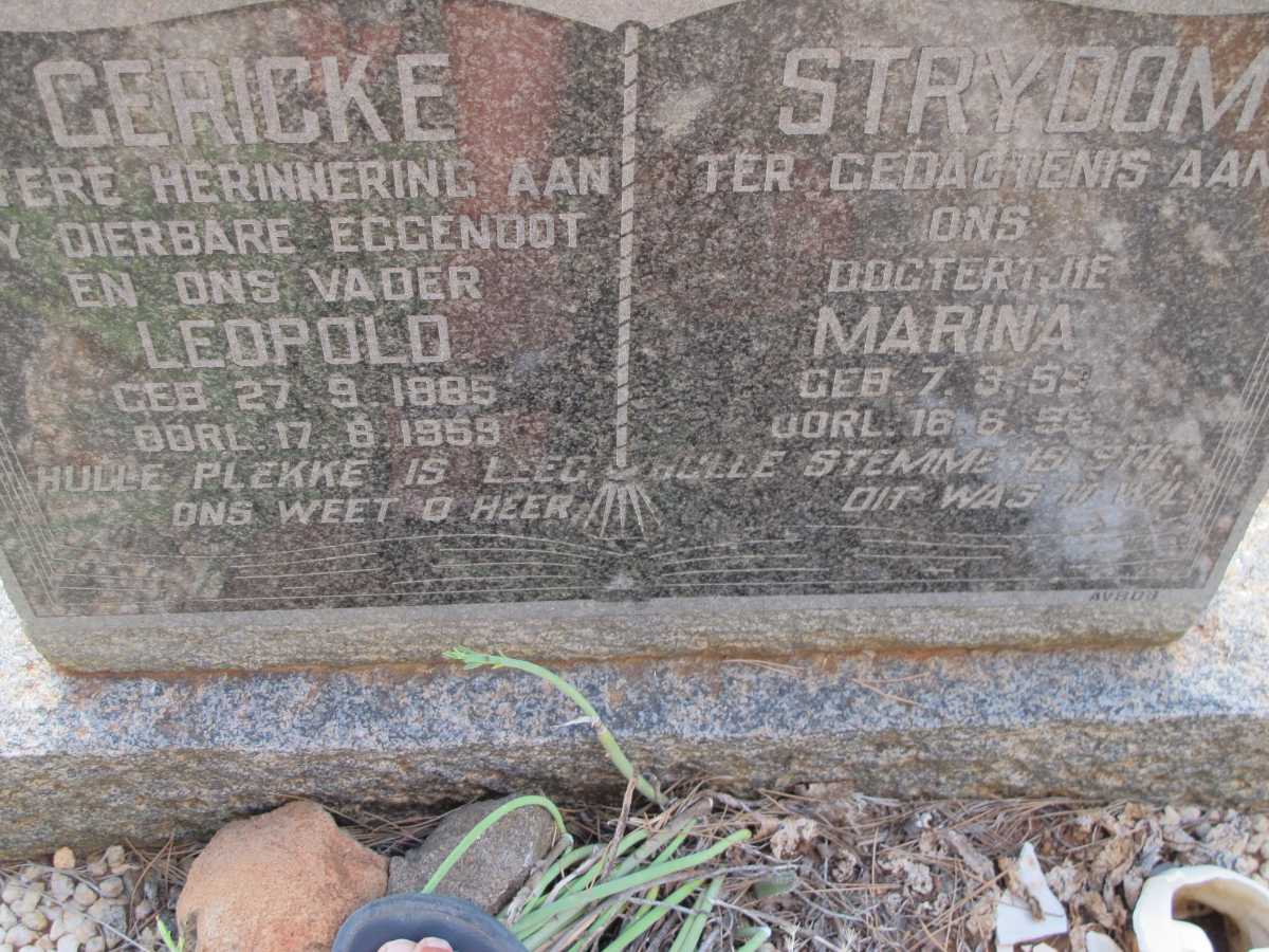 GERICKE Leopold 1885-1959 :: STRYDOM Marina 1959-1959
