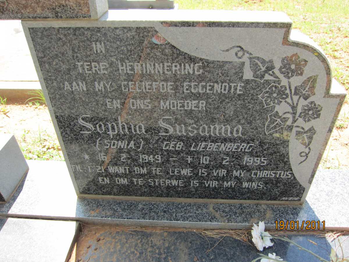 HOHLS Sophia Susanna nee LIEBENBERG 1949-1995