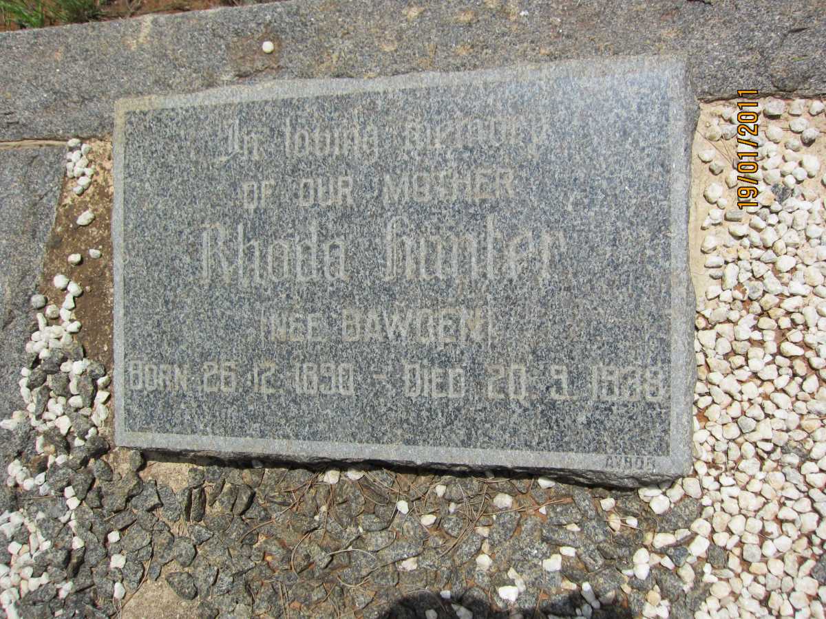 HUNTER Rhoda nee BAWDEN 1890-1938