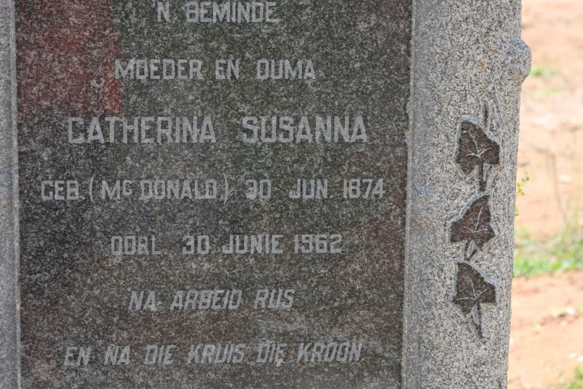 HERTZOG Catherina Susanna nee McDONALD 1874-1962