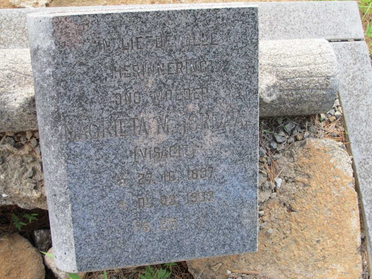 JORDAAN Magrieta M. nee VISAGIE 1897-1933