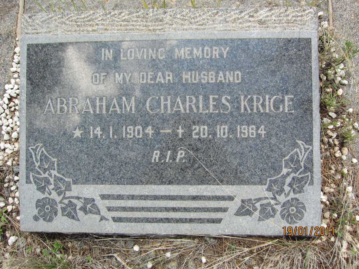 KRIGE Abraham Charles 1904-1964