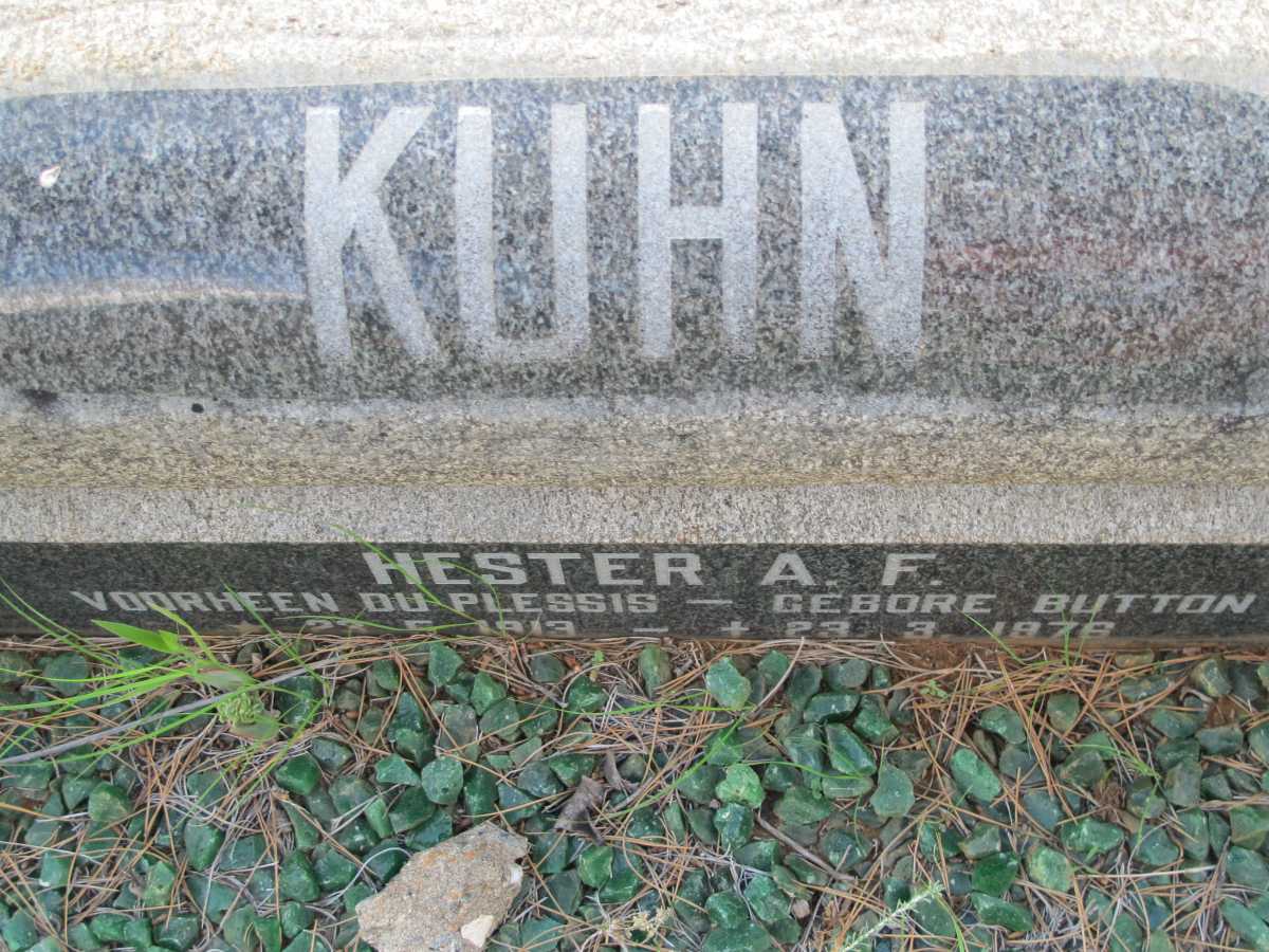 KUHN Hester A.F. formerly  DU PLESSIS nee BUTTON 1913-1976 