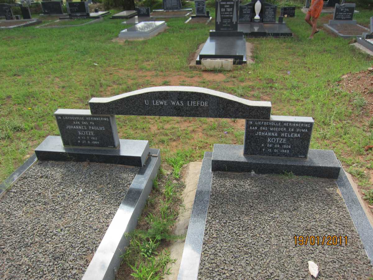 KOTZE Johannes Paulus 1912-1984 &amp; Johanna Helena 1908-1989