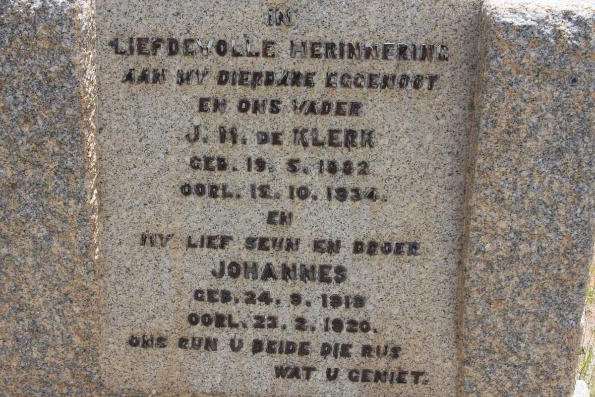 KLERK J.H., de 1882-1934 :: DE KLERK Johannes 1919-1920