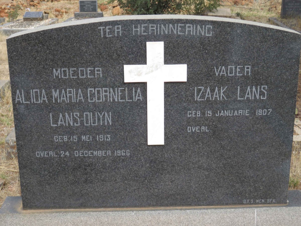 LANS Izaak 1907- &amp; Alida Maria Cornelia OUYN 1913-1966