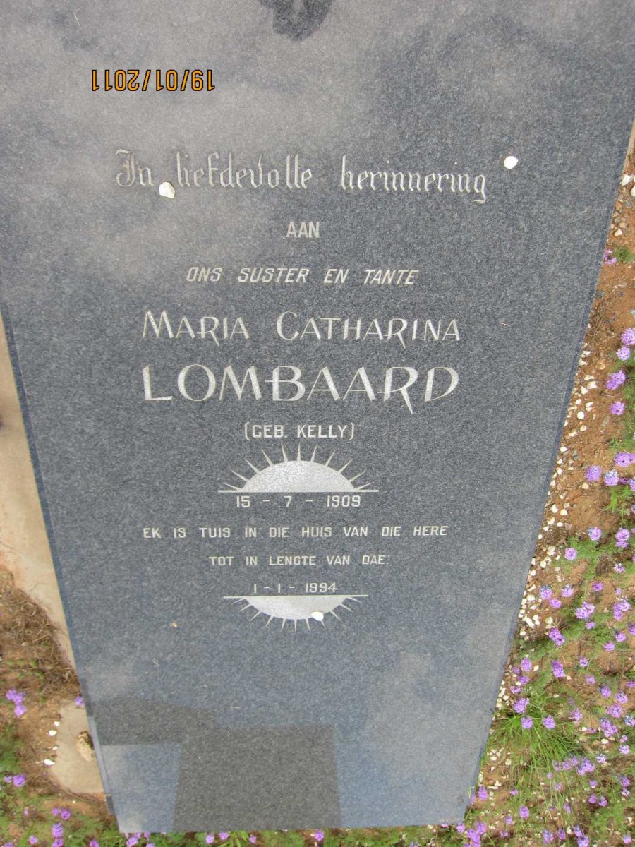 LOMBAARD Maria Catharina nee KELLY 1909-1994