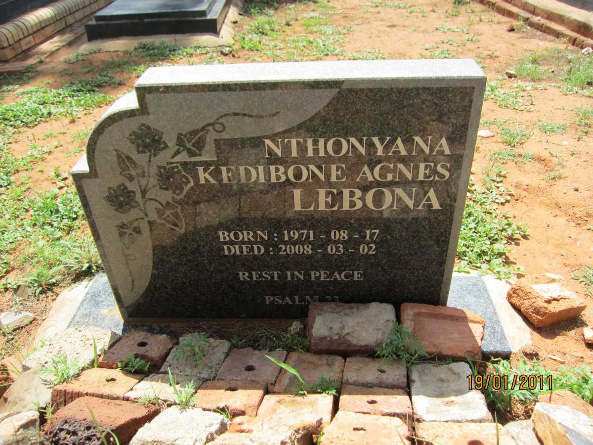 LEBONA Nthonyana Kedibone Agnes 1971-2008