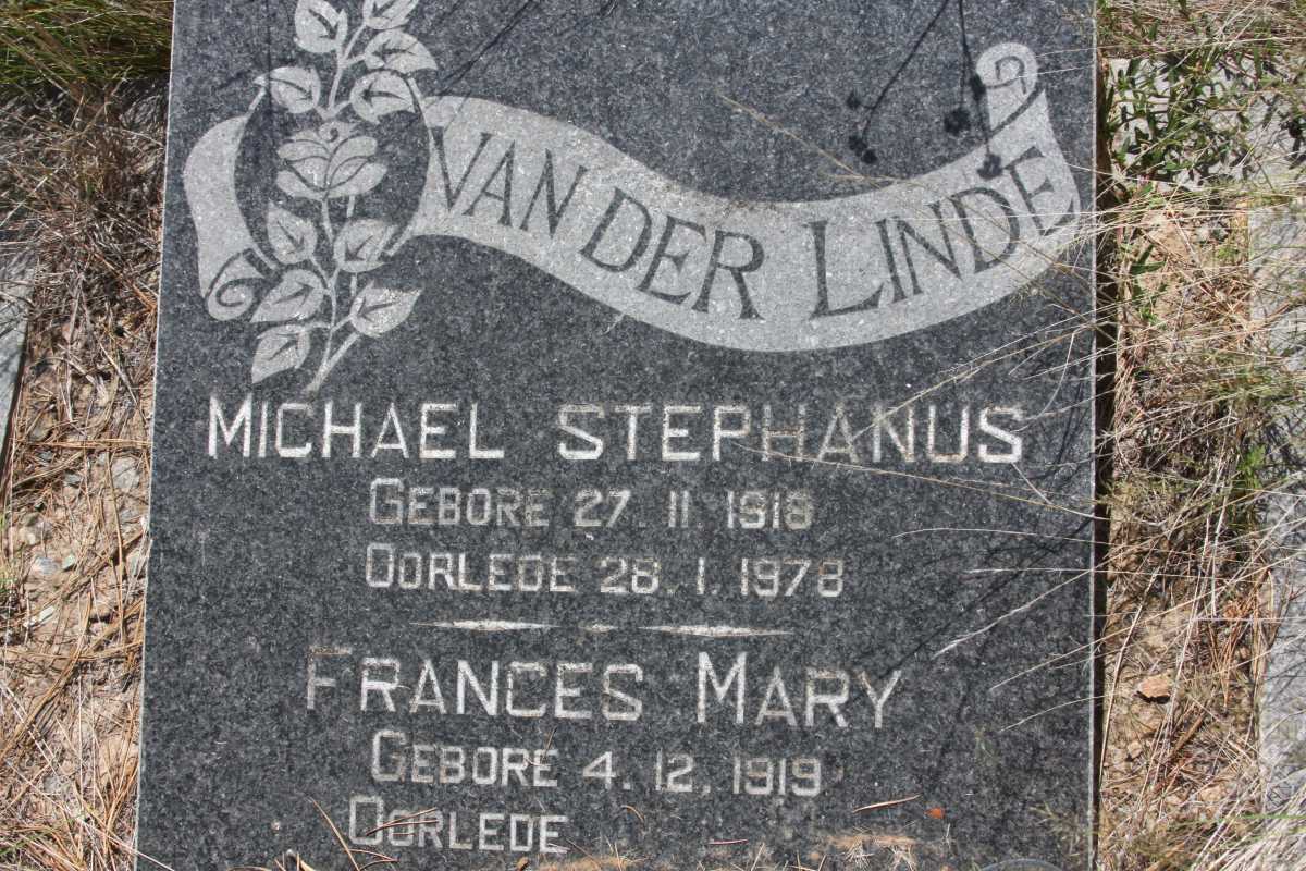 LINDE Michael Stephanus, van der 1918-1978 &amp; Frances Mary 1919-2011