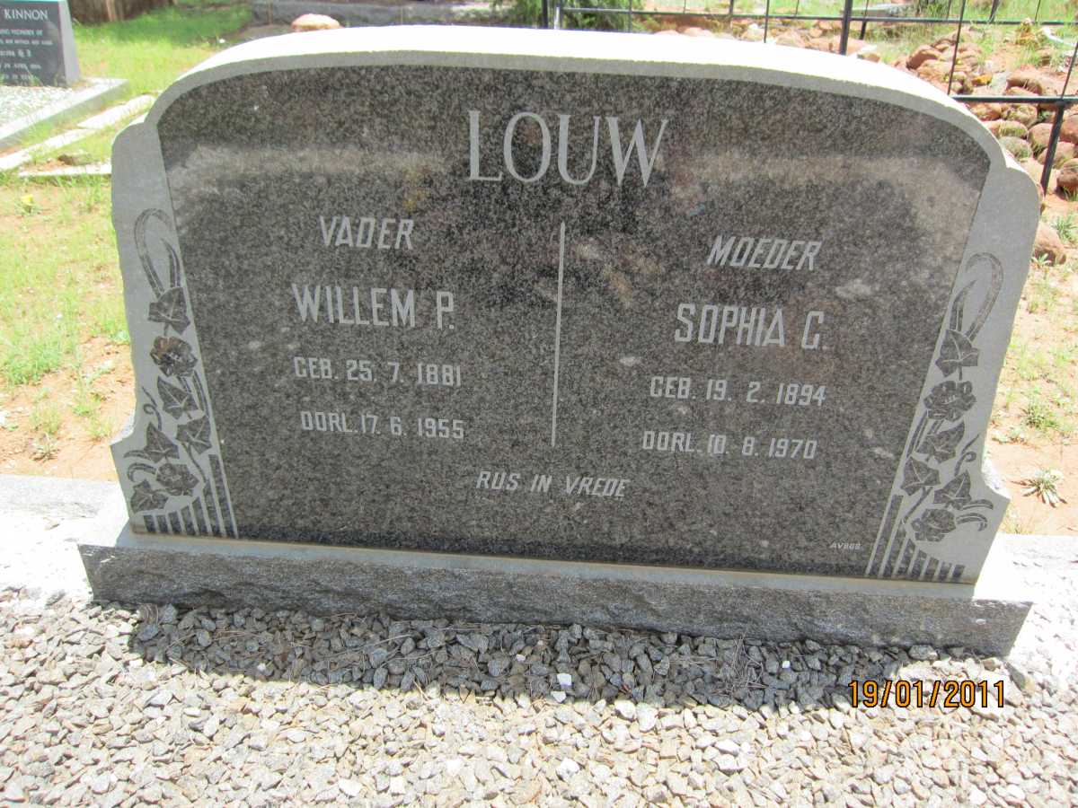 LOUW Willem P. 1881-1955 &amp; Sophia G. 1894-1970