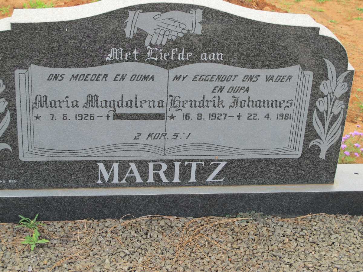 MARITZ Hendrik Johannes 1927-1981 &amp; Maria Magdalena 1926-